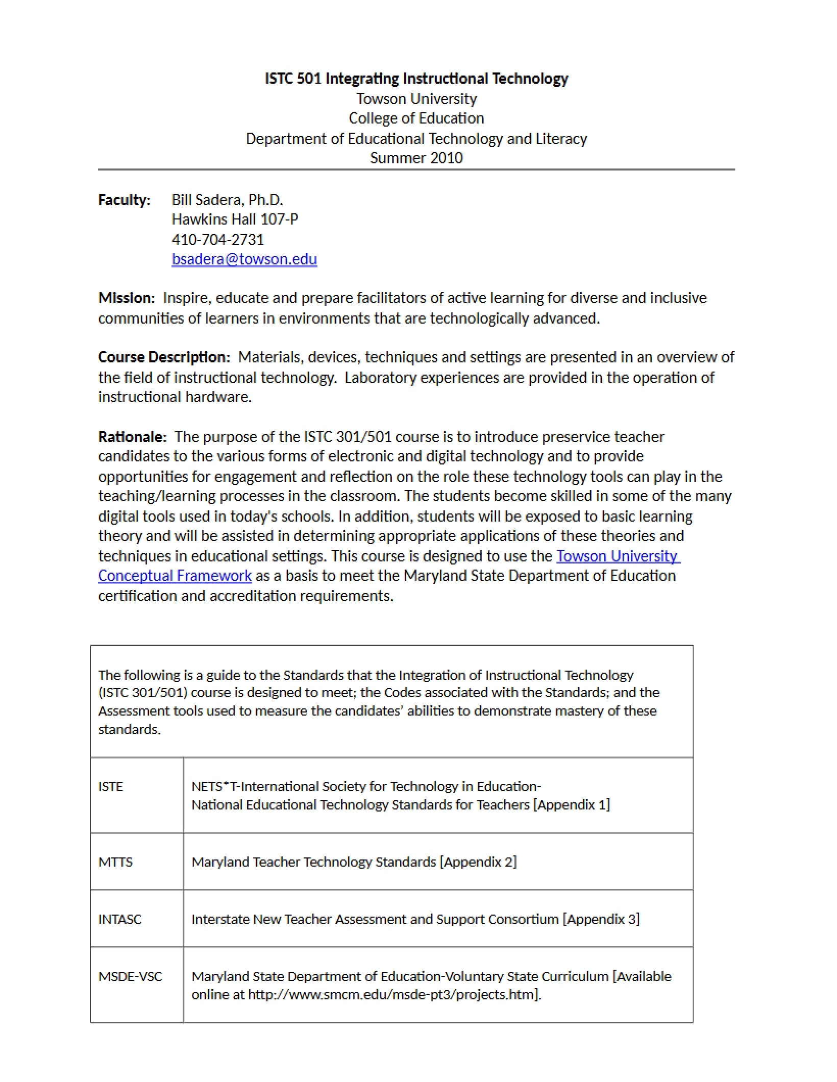 Integrating Instructional Technology Syllabus