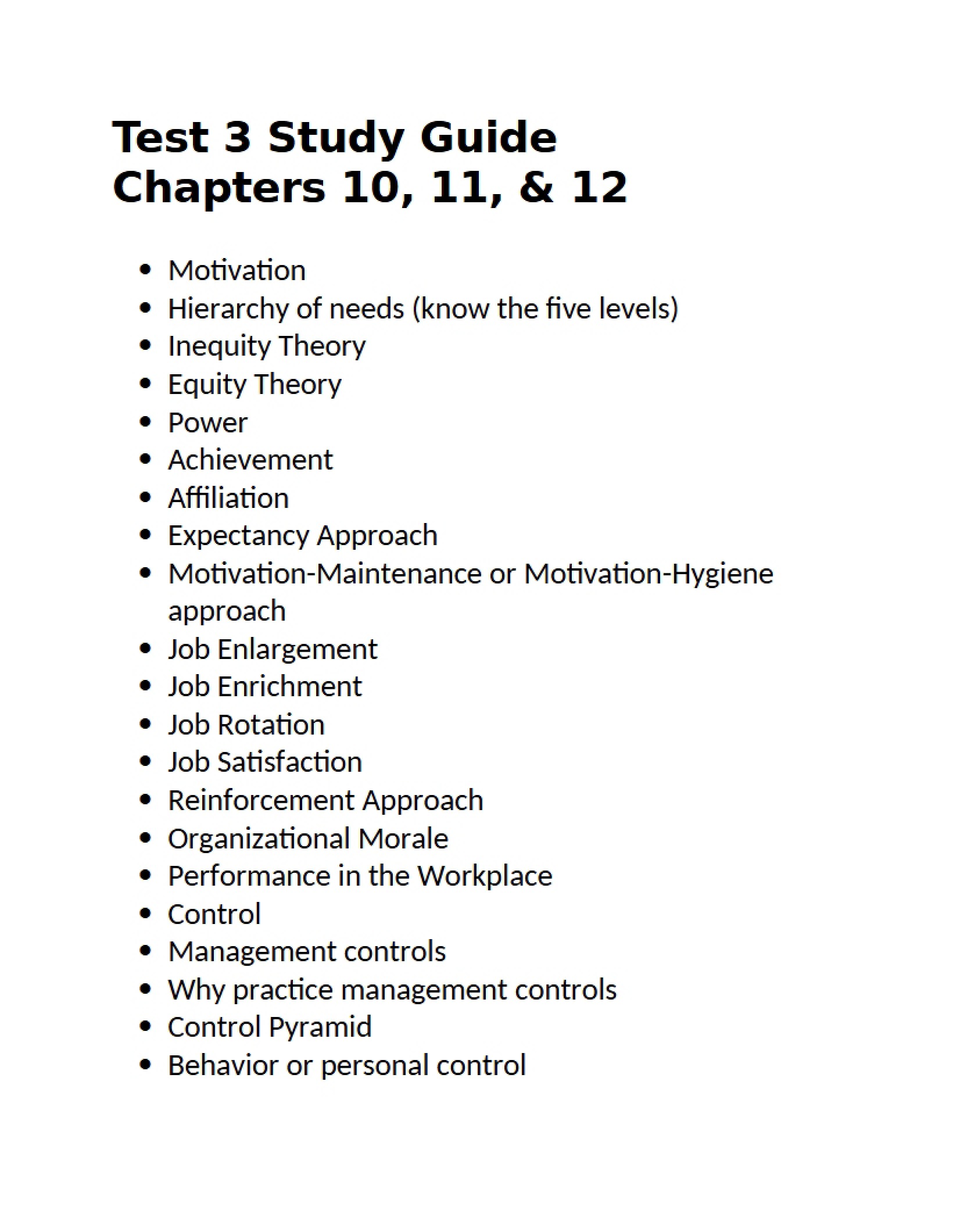 Guide for Test Three