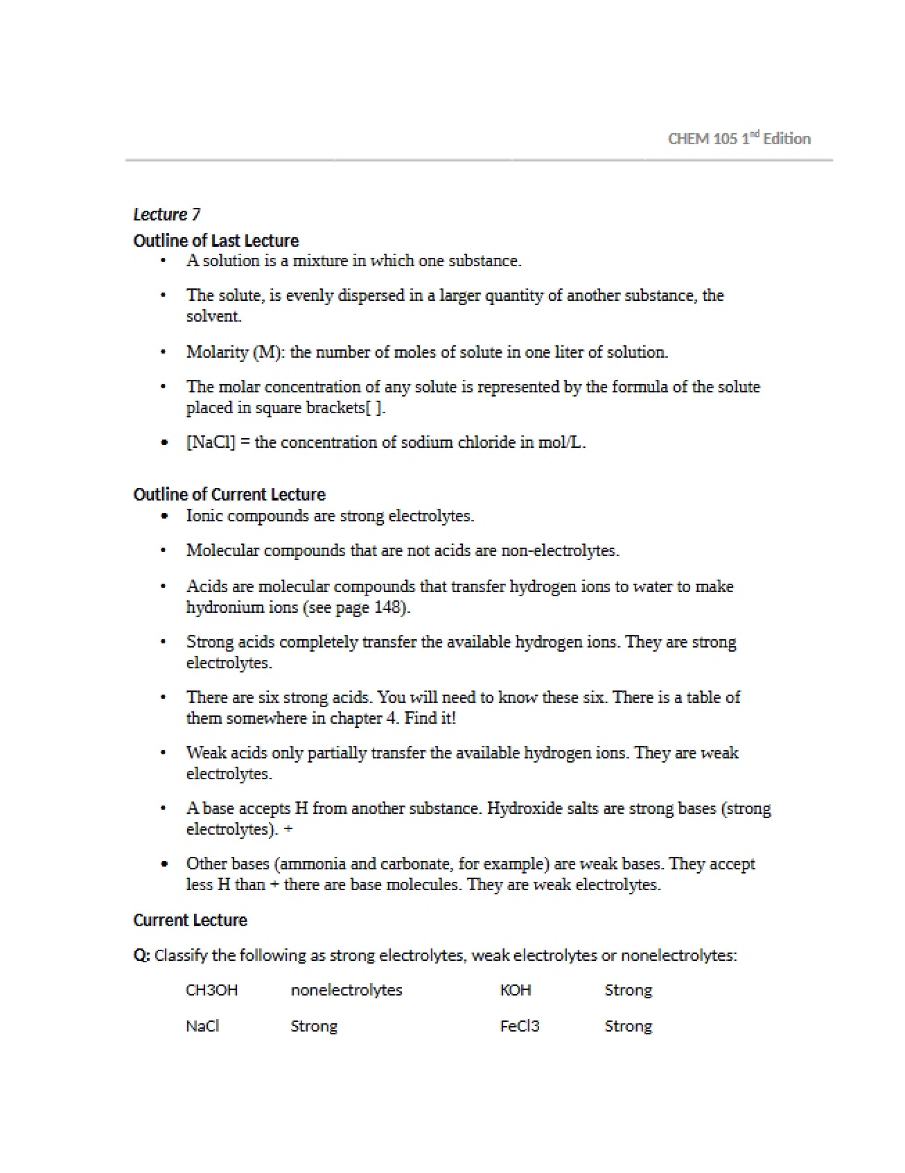 Bases and Acids