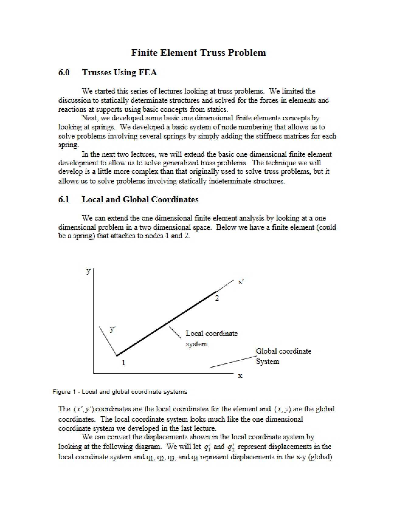Truss Problem using Finite Elements