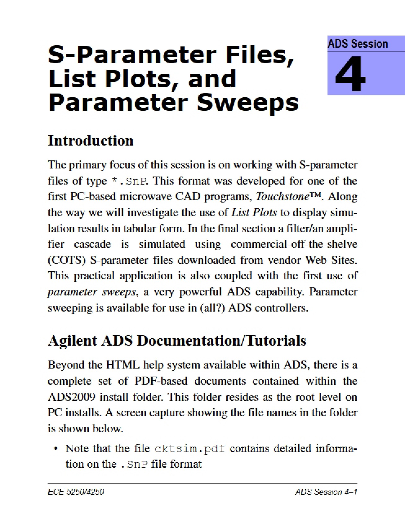 S-Parameter Files, List Plots, and Parameter Sweeps
