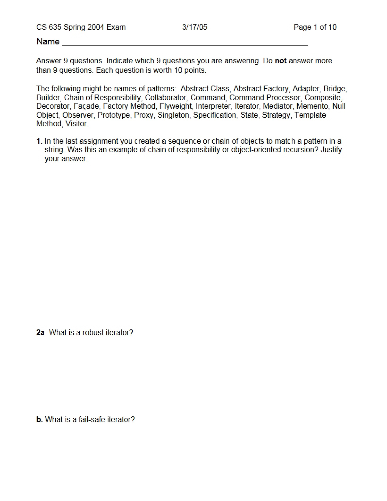 Advanced Object Oriented Exam