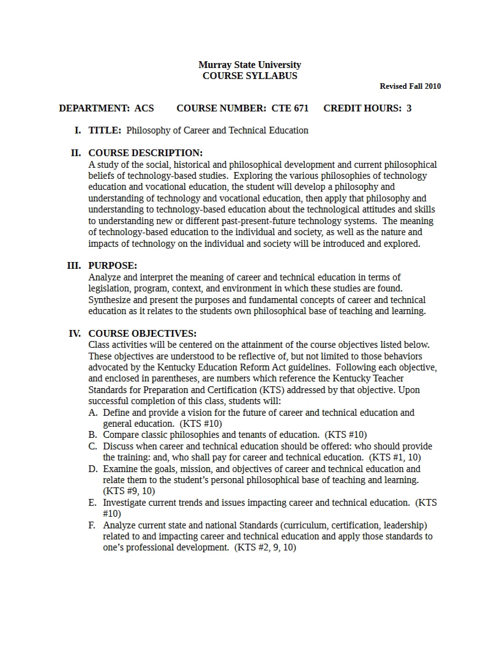 Syllabus - CTE 671
