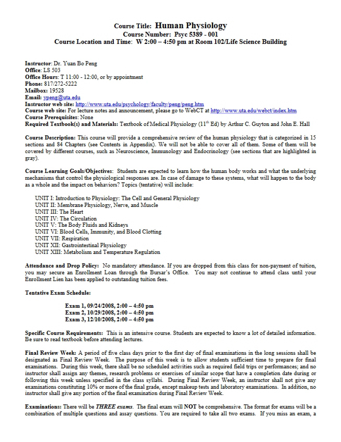 Course Guide Human Physiology