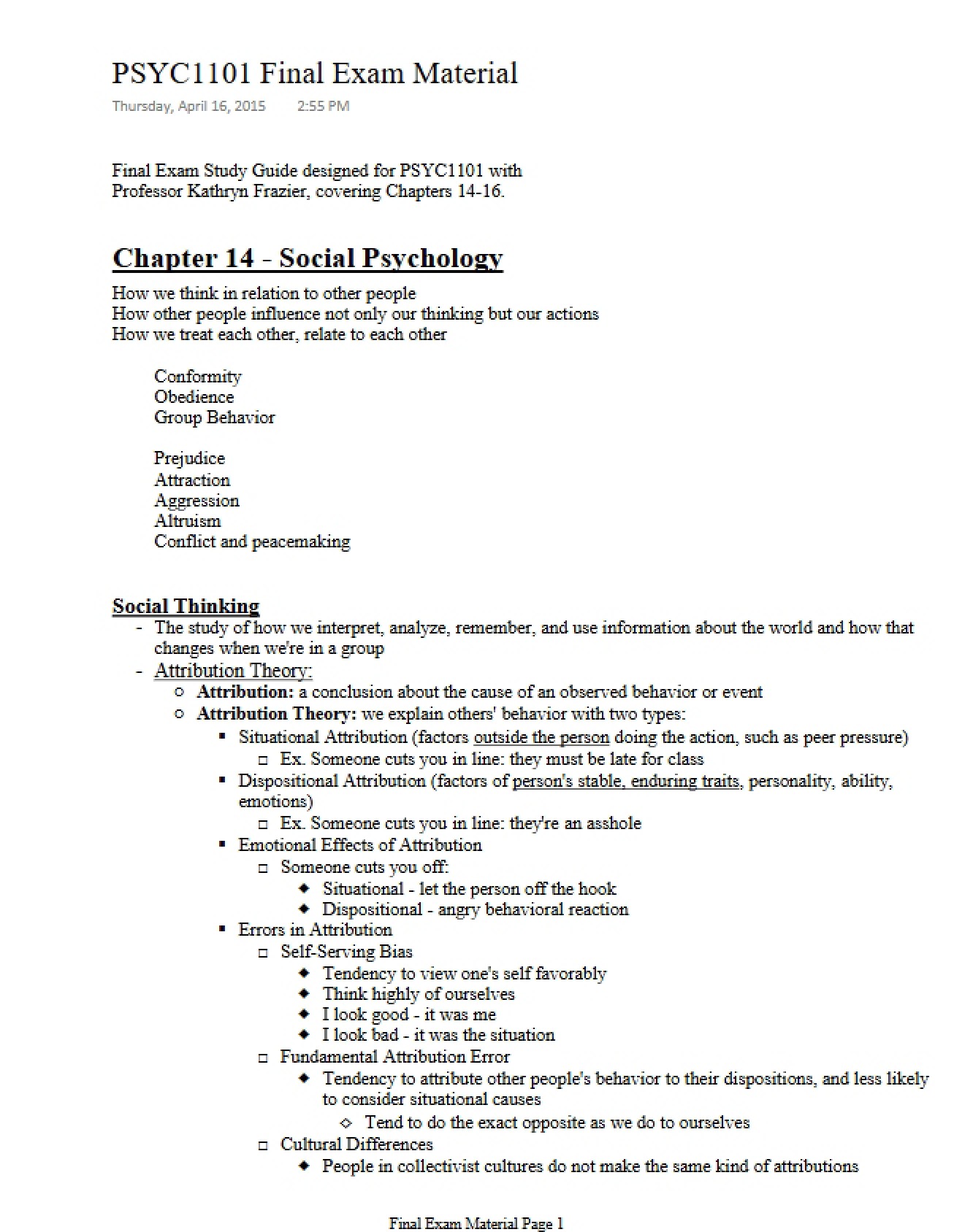 Social Psychology - Ch 14