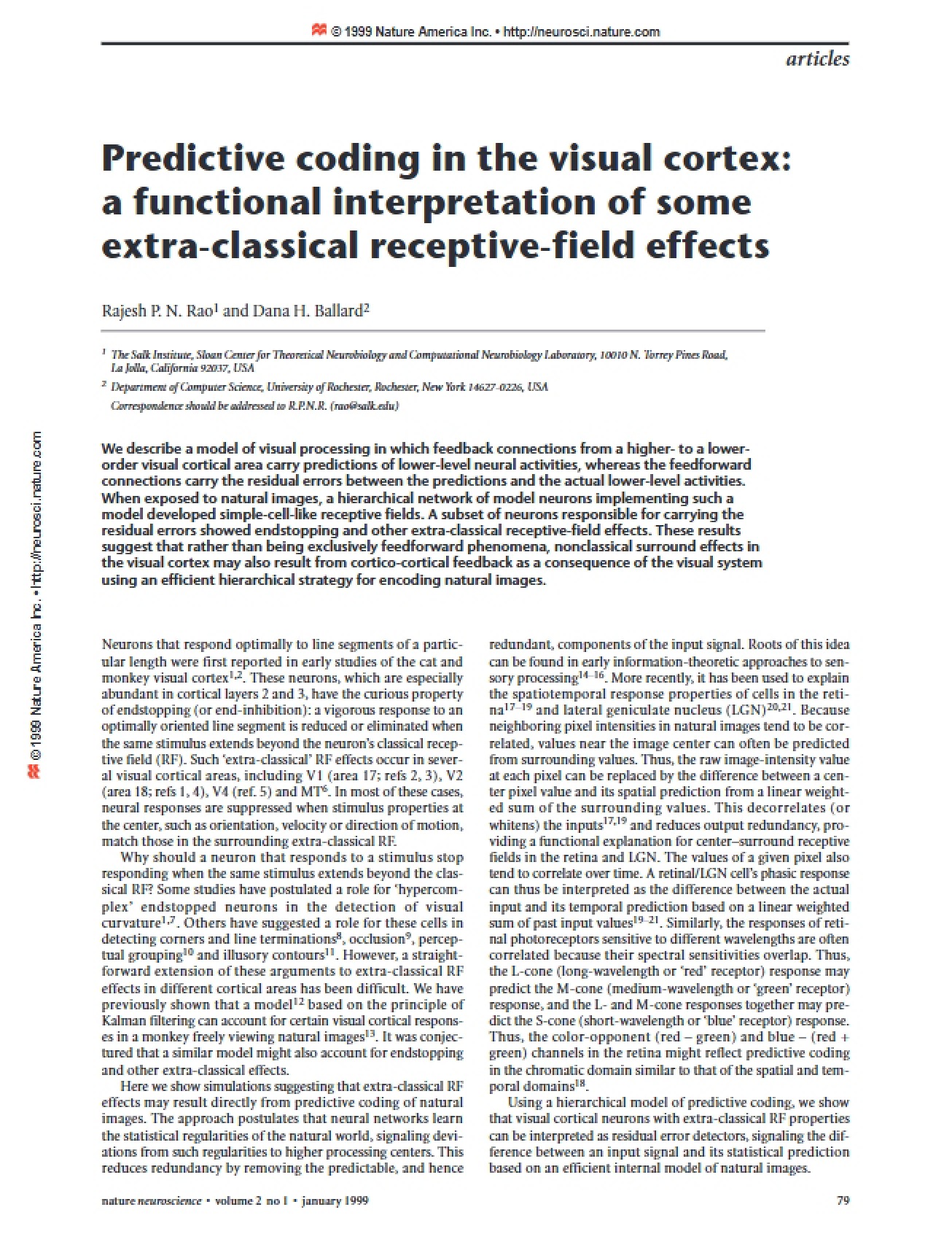 Visual Cortex Predictive Coding