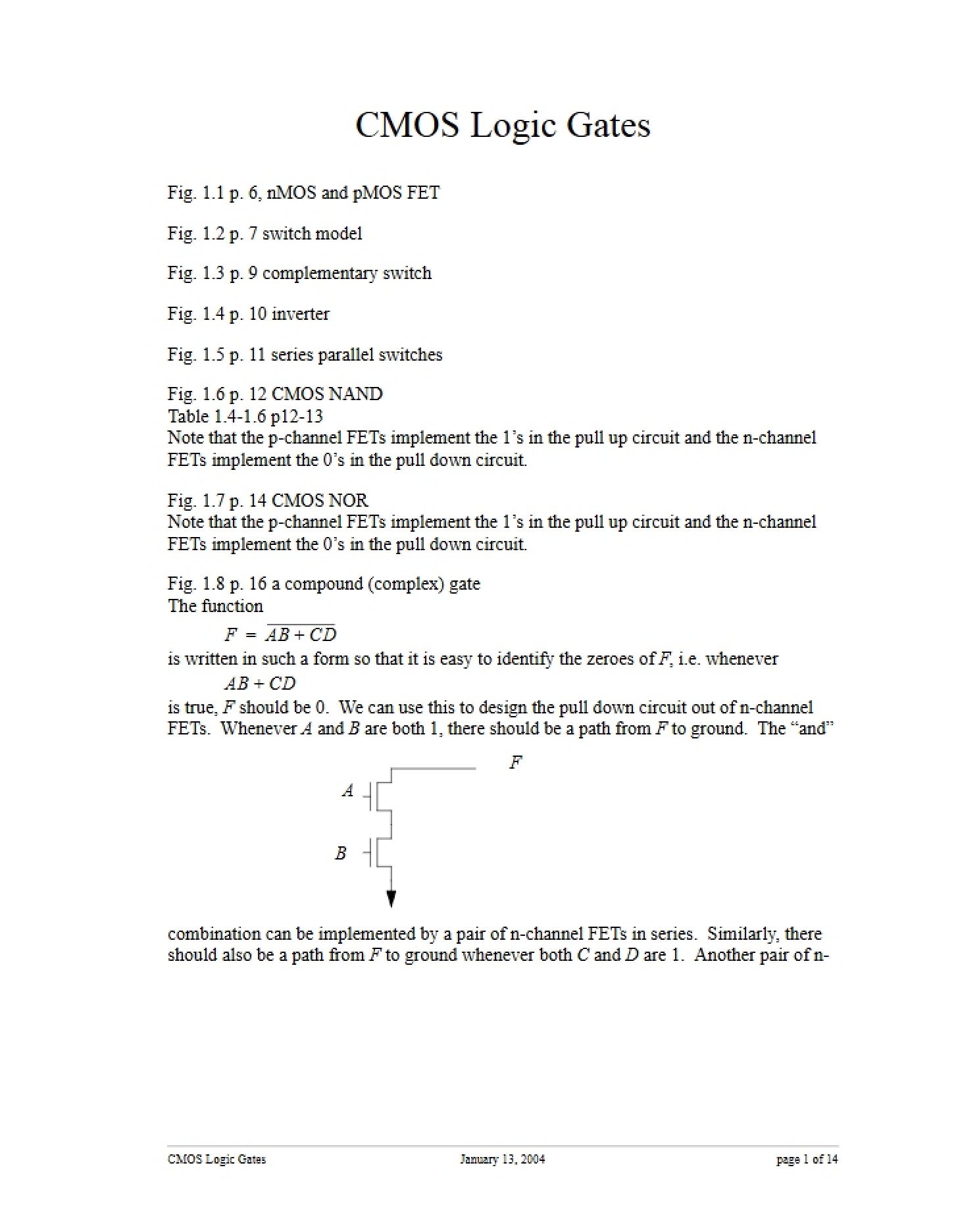 Logic Gates based on CMOS