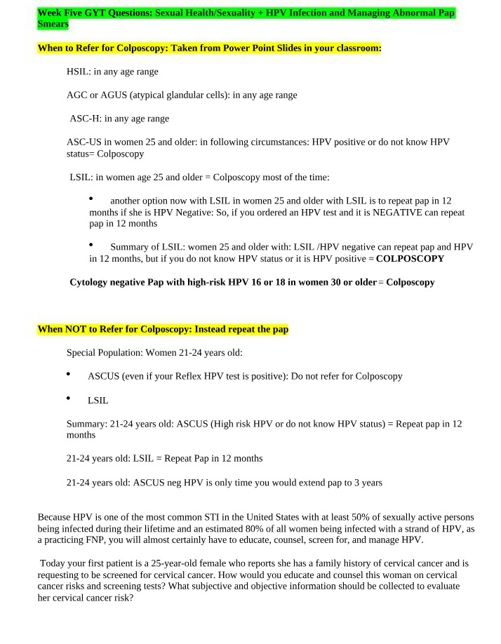 Weeks 5 and 6 GYT Questions