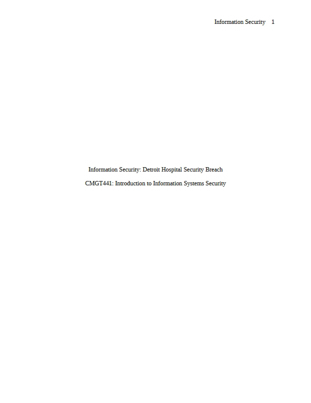 Detroit Hospital Security Breach - InfoSec Analysis