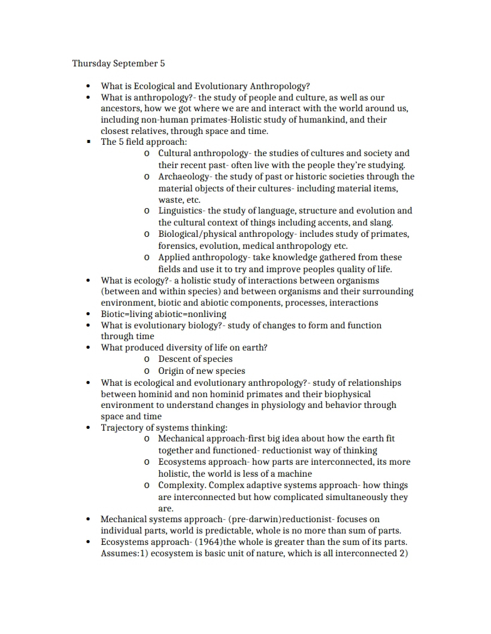 Anthropology Evolutionary and Ecological