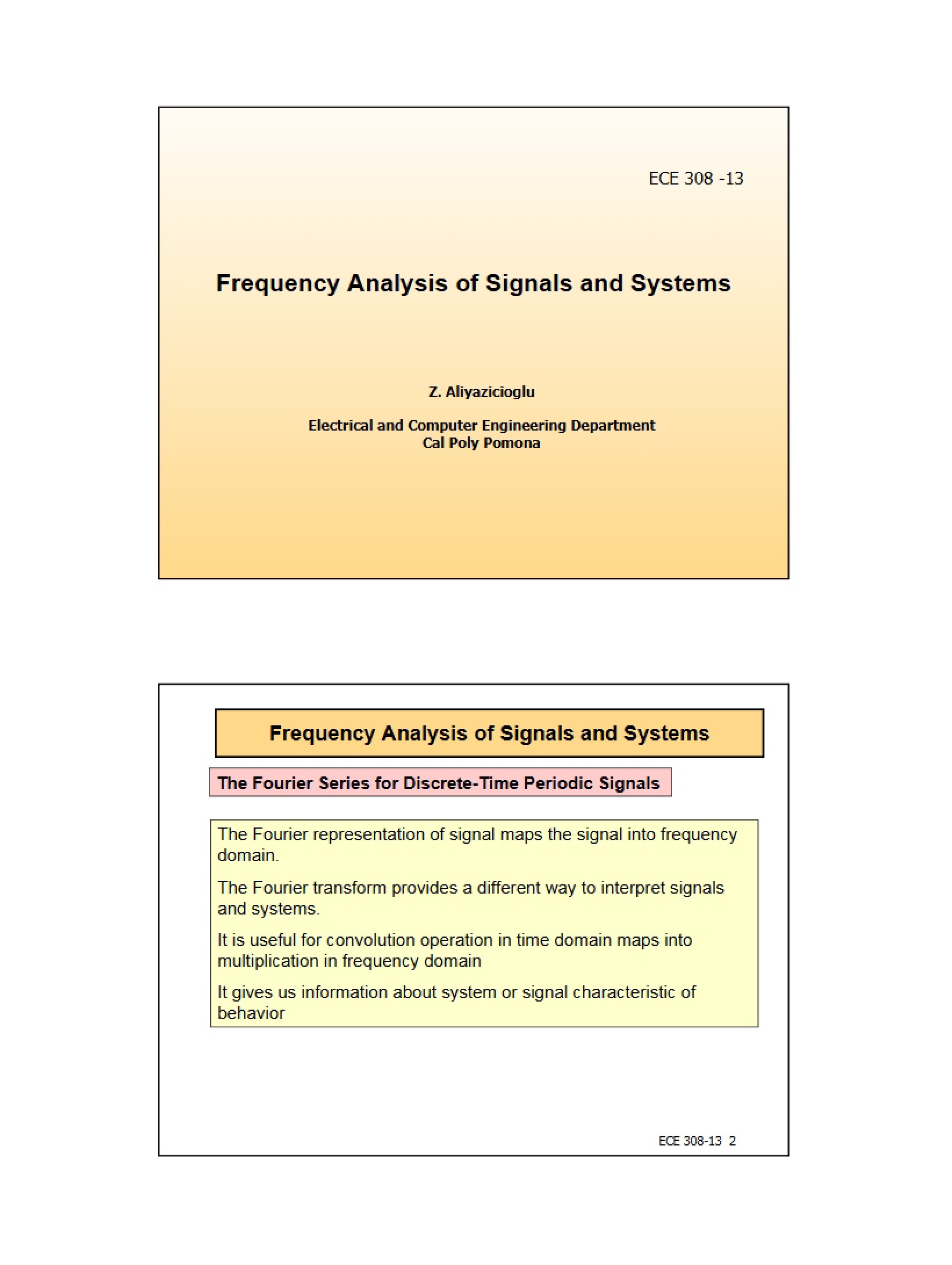 Signal and System Frequency Analysis