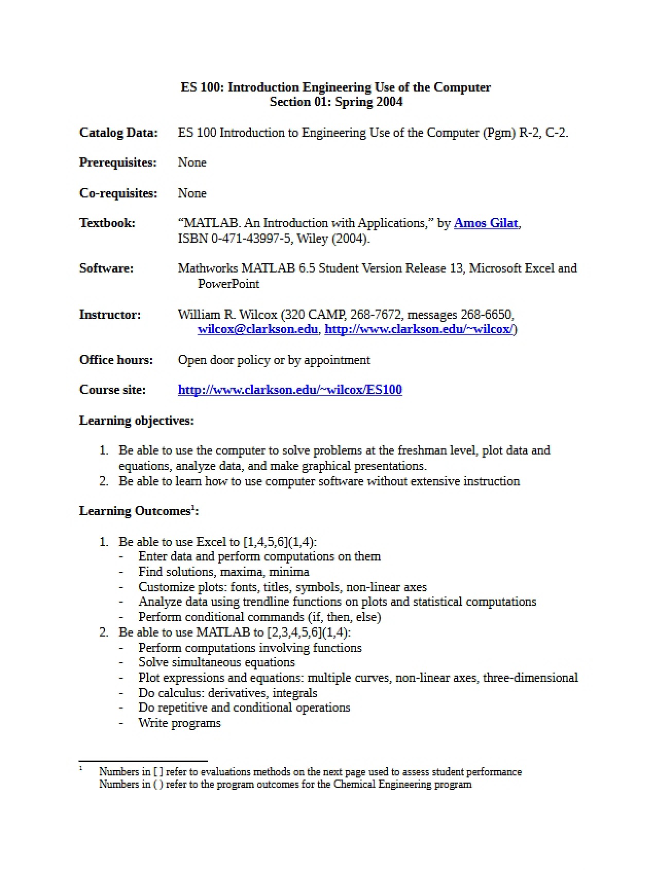 Engineering Computing Outline
