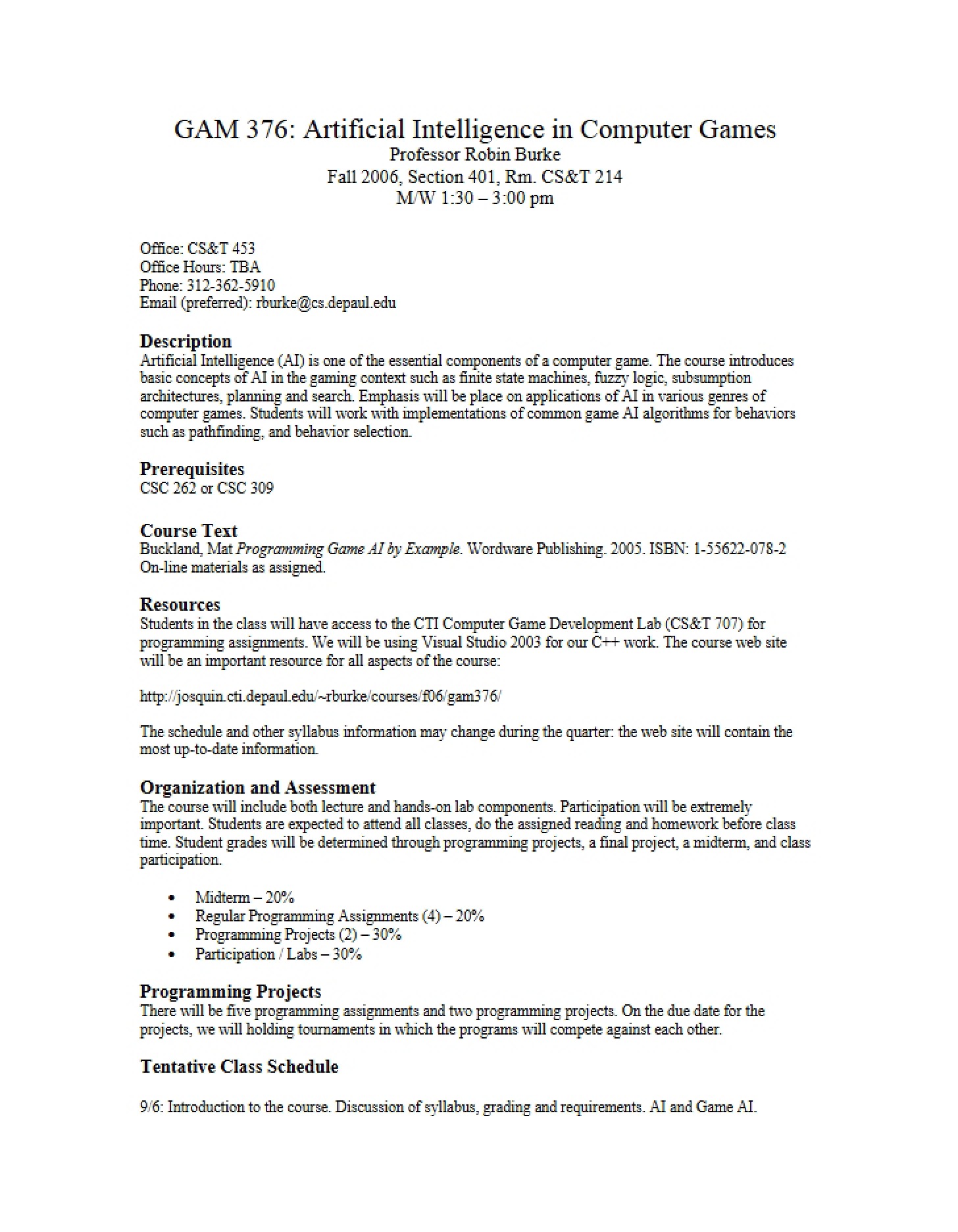 Course Guidelines