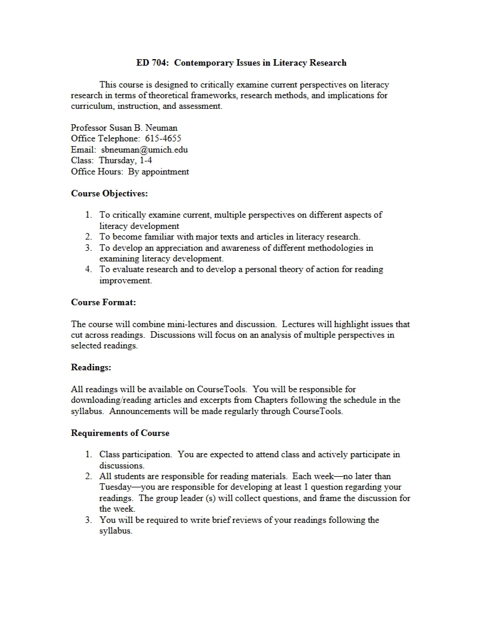 Class Syllabus EDUC 704