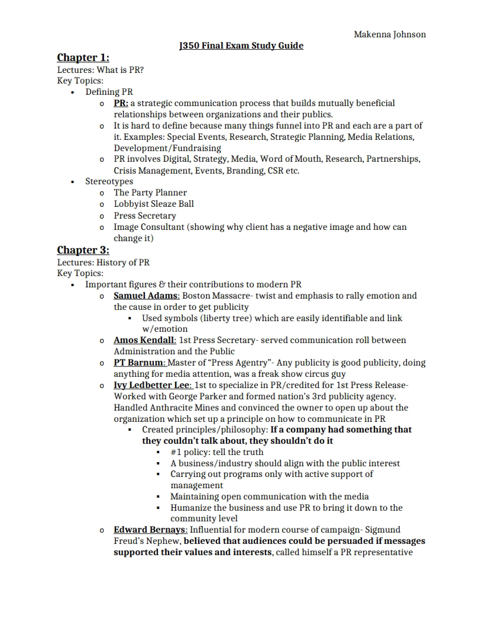 PR Final Exam Study Guide