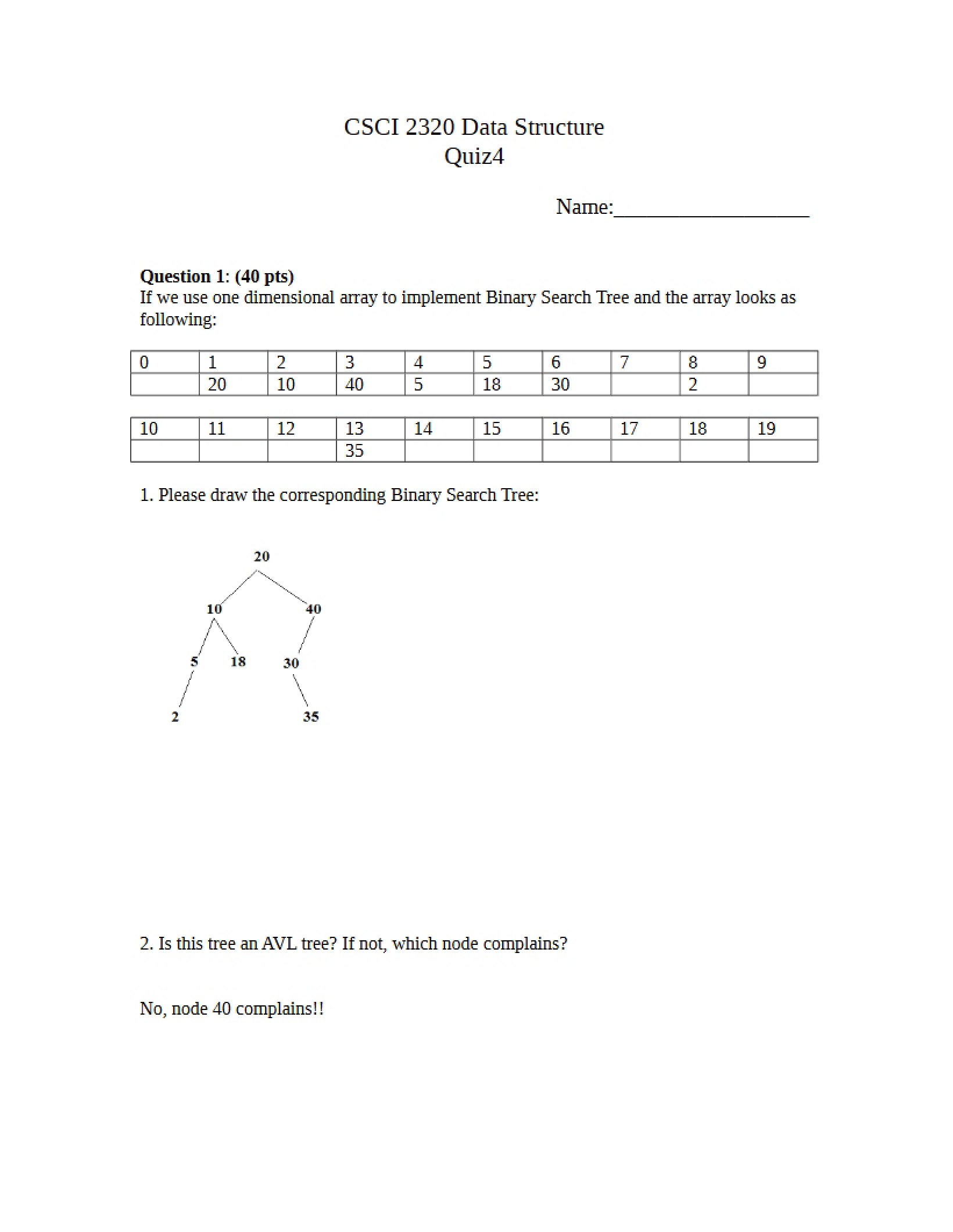 Key for Quiz 4