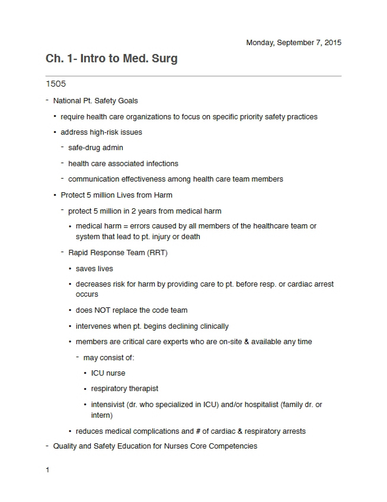 Med-Surg Introduction Chapter 1