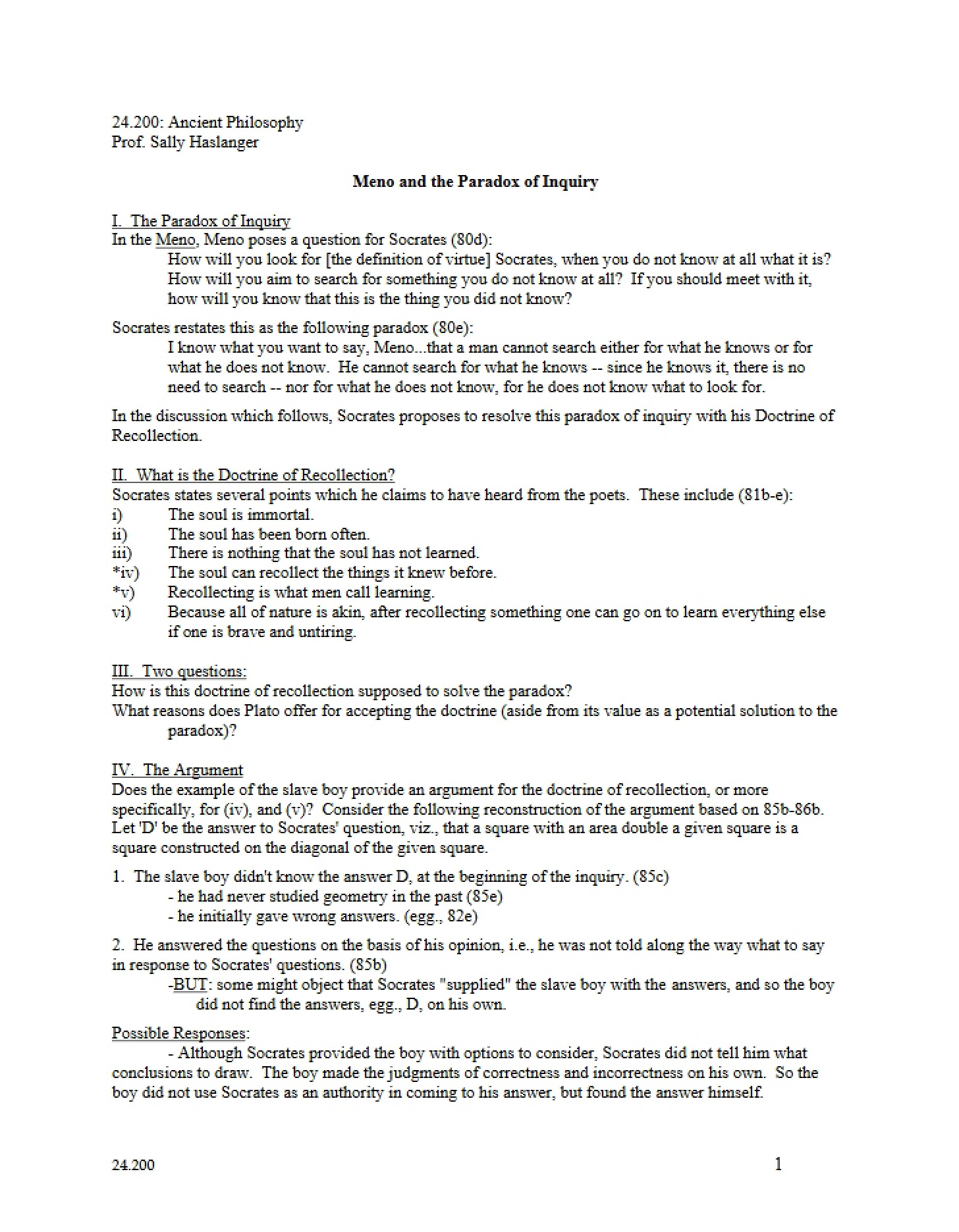 Inquiry Paradox and Meno