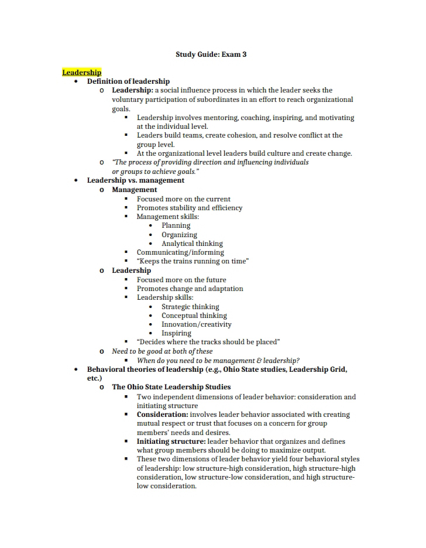 Examination Three