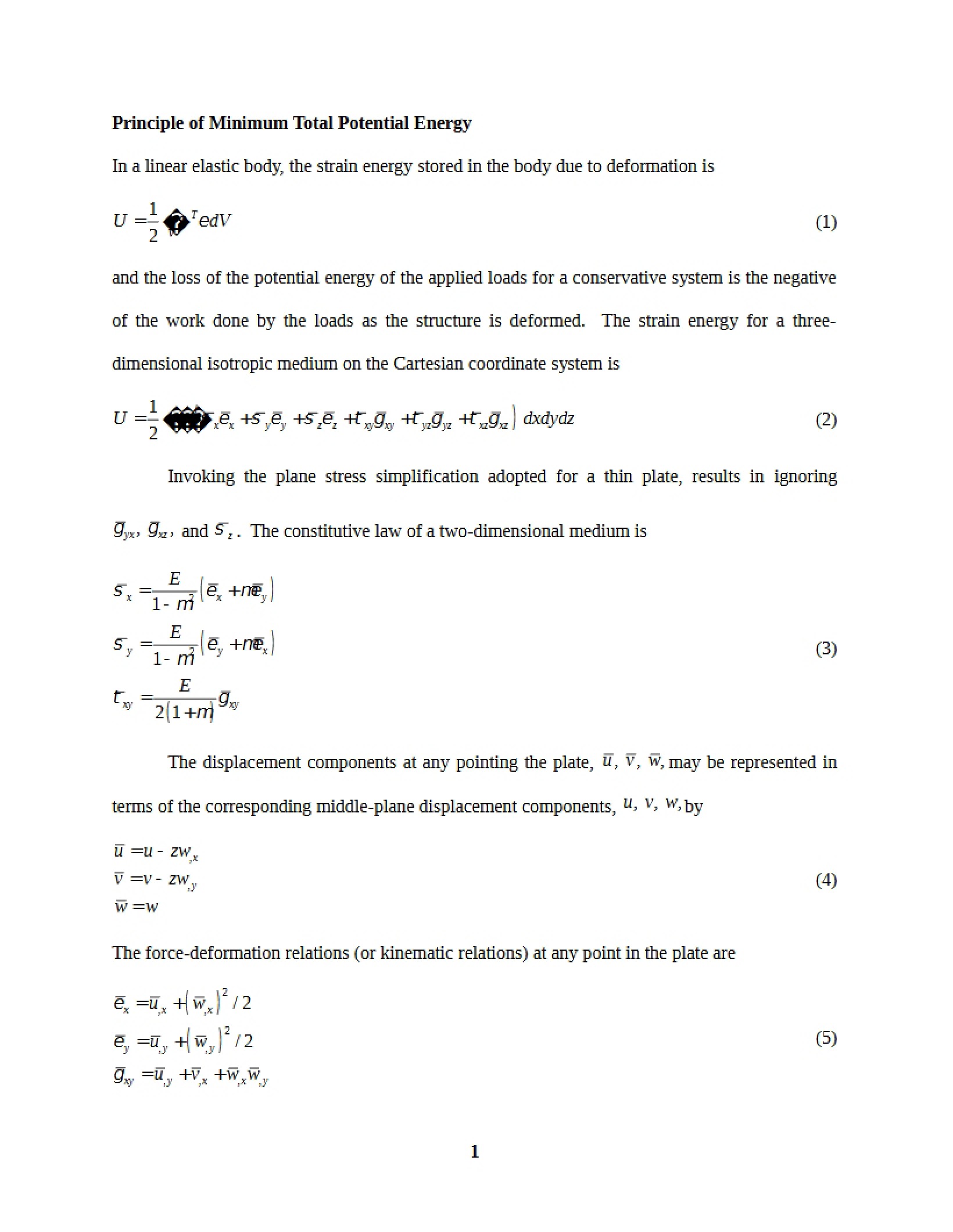 Minimum Total Potential Energy Principle