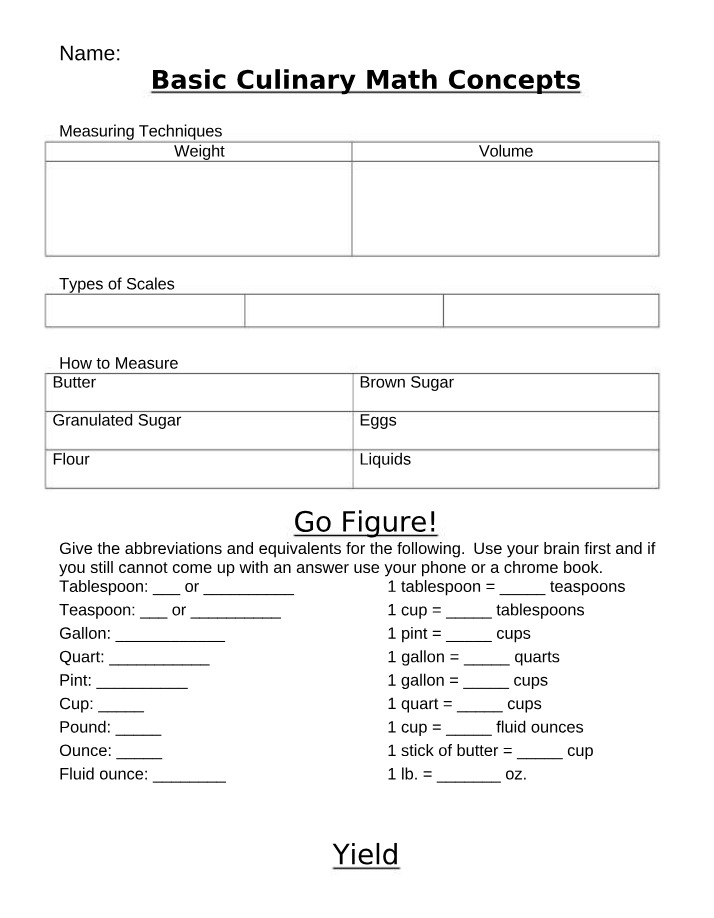 Worksheet - Measuring Yield and Information