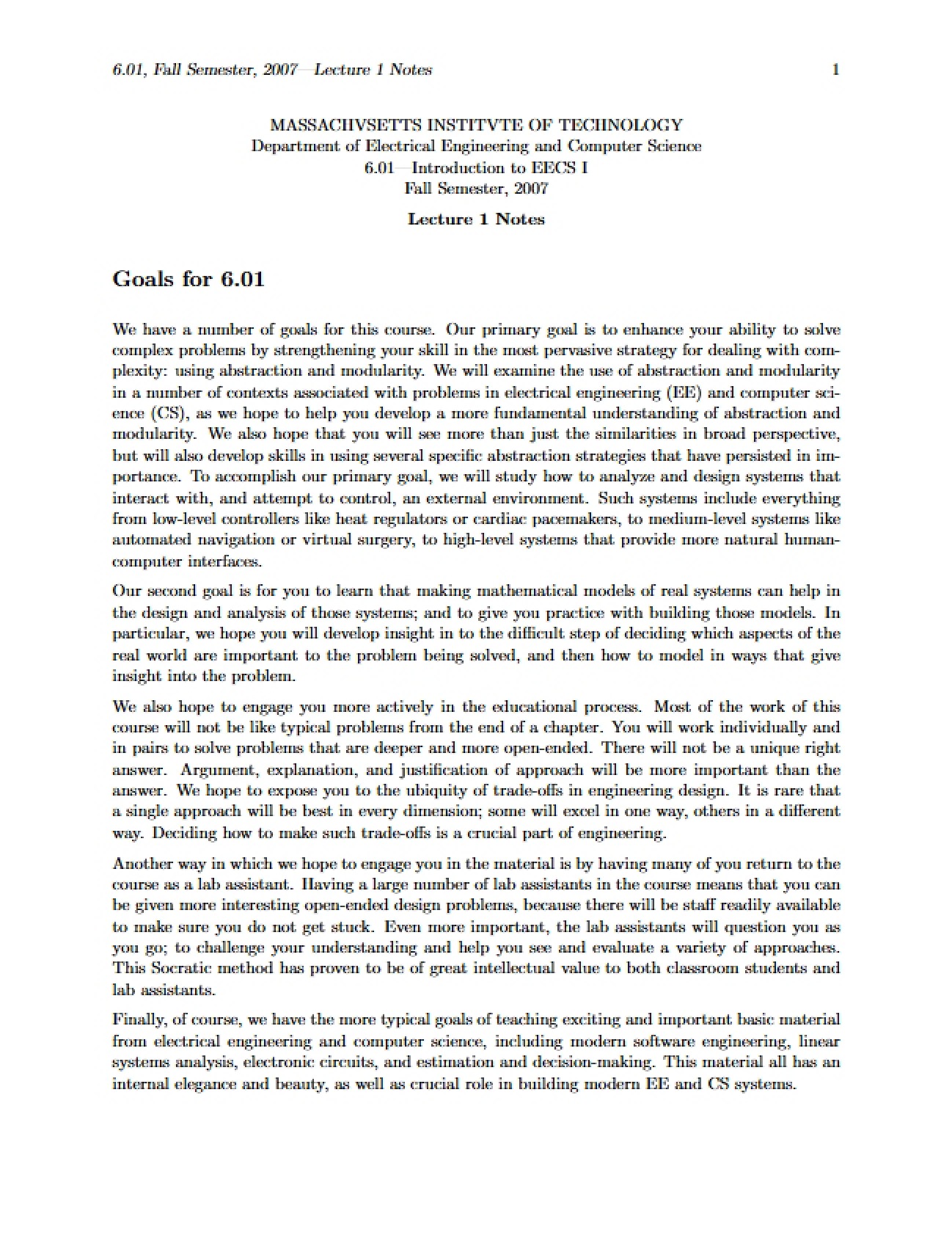 EECS Lecture Notes