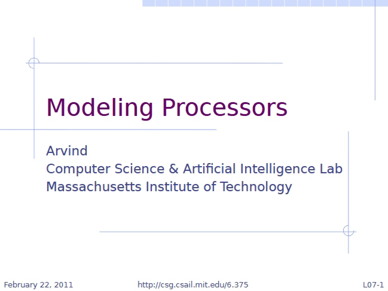 Class Notes: Processor Modeling