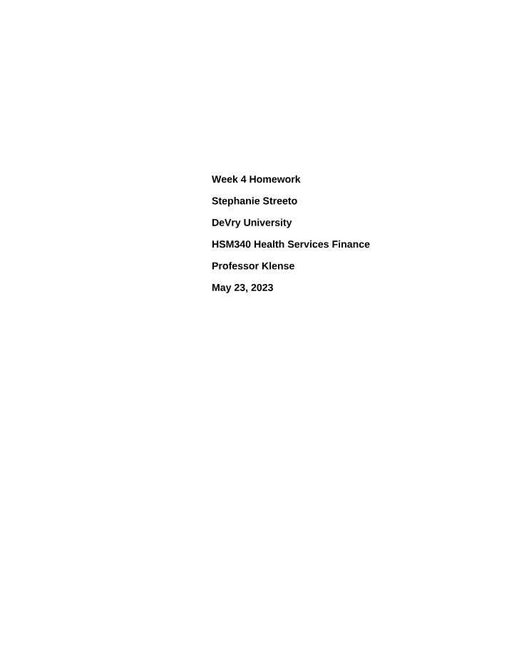HSM 340 Week 4 Homework