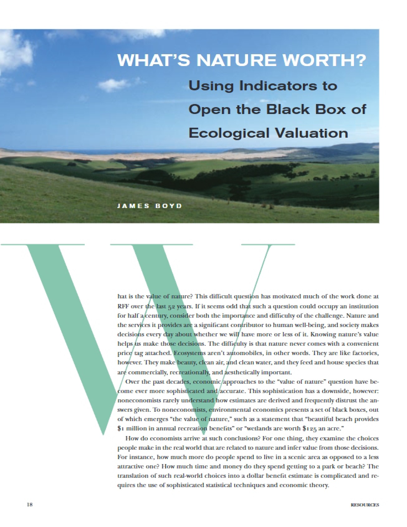Valuation of Nature