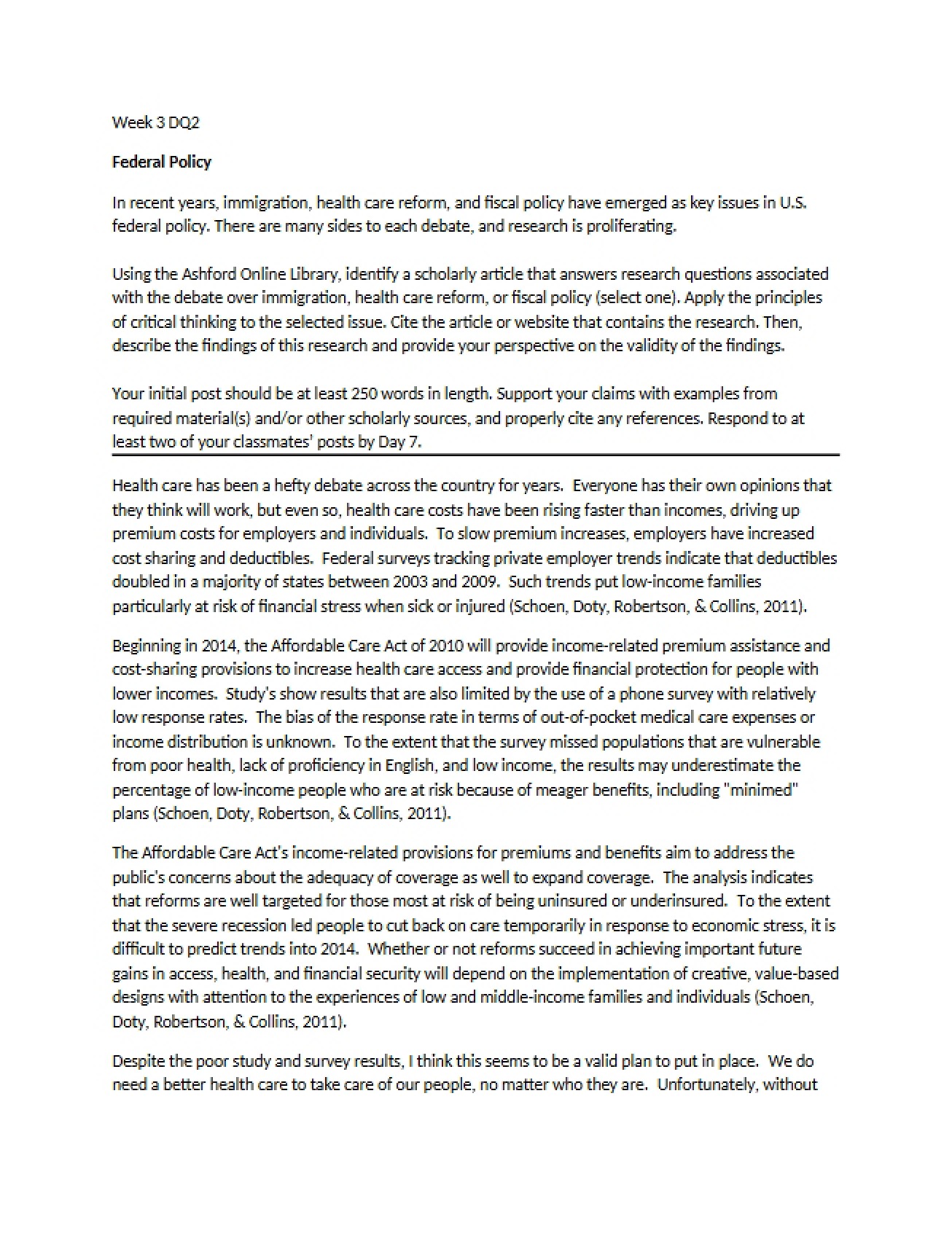 Policy at the Federal Level