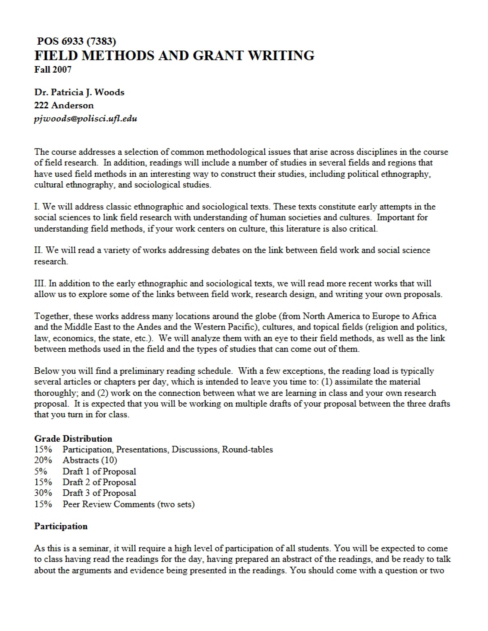 Grant Writing and Field Methods