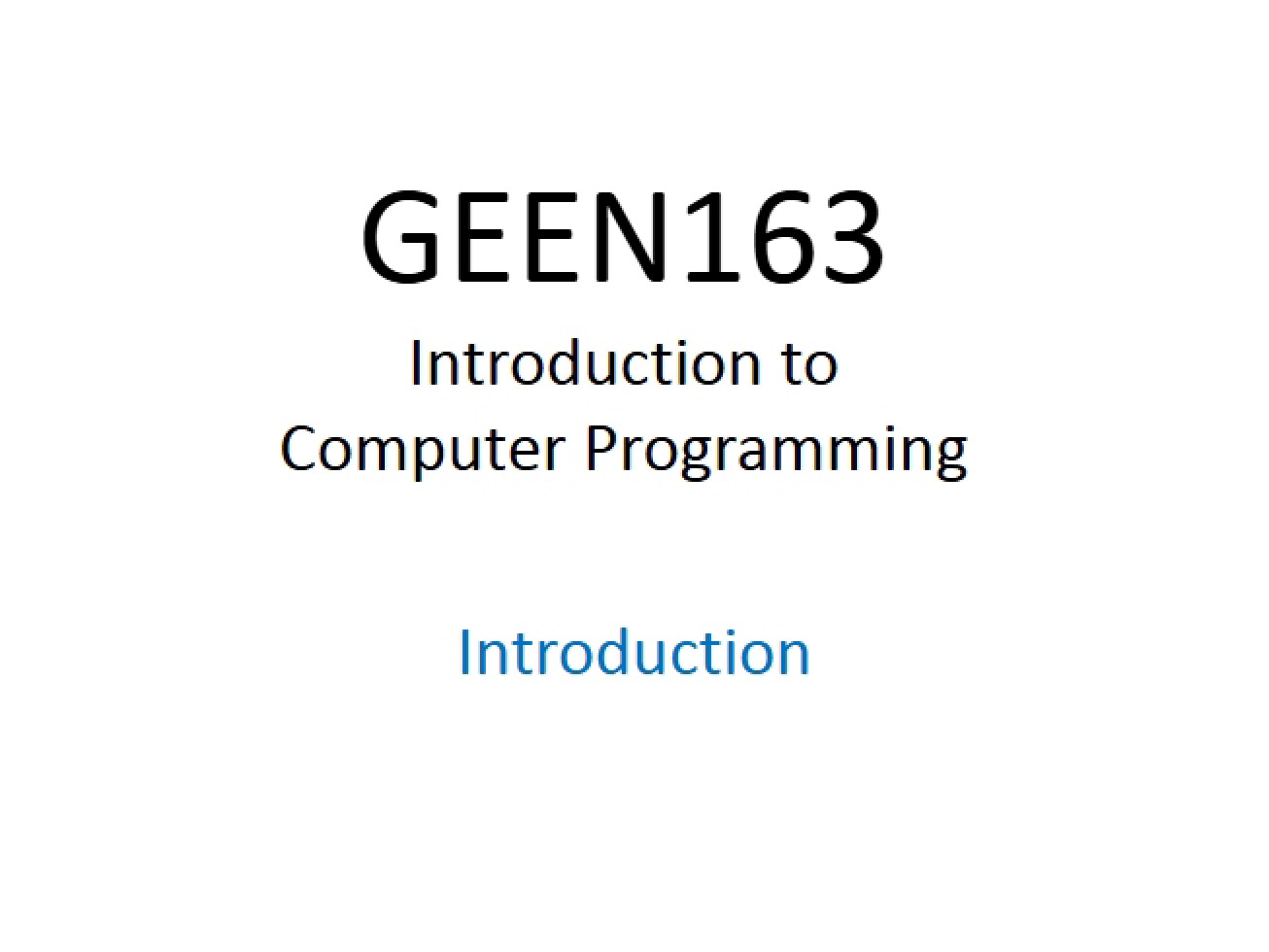 Computer Programming Intro