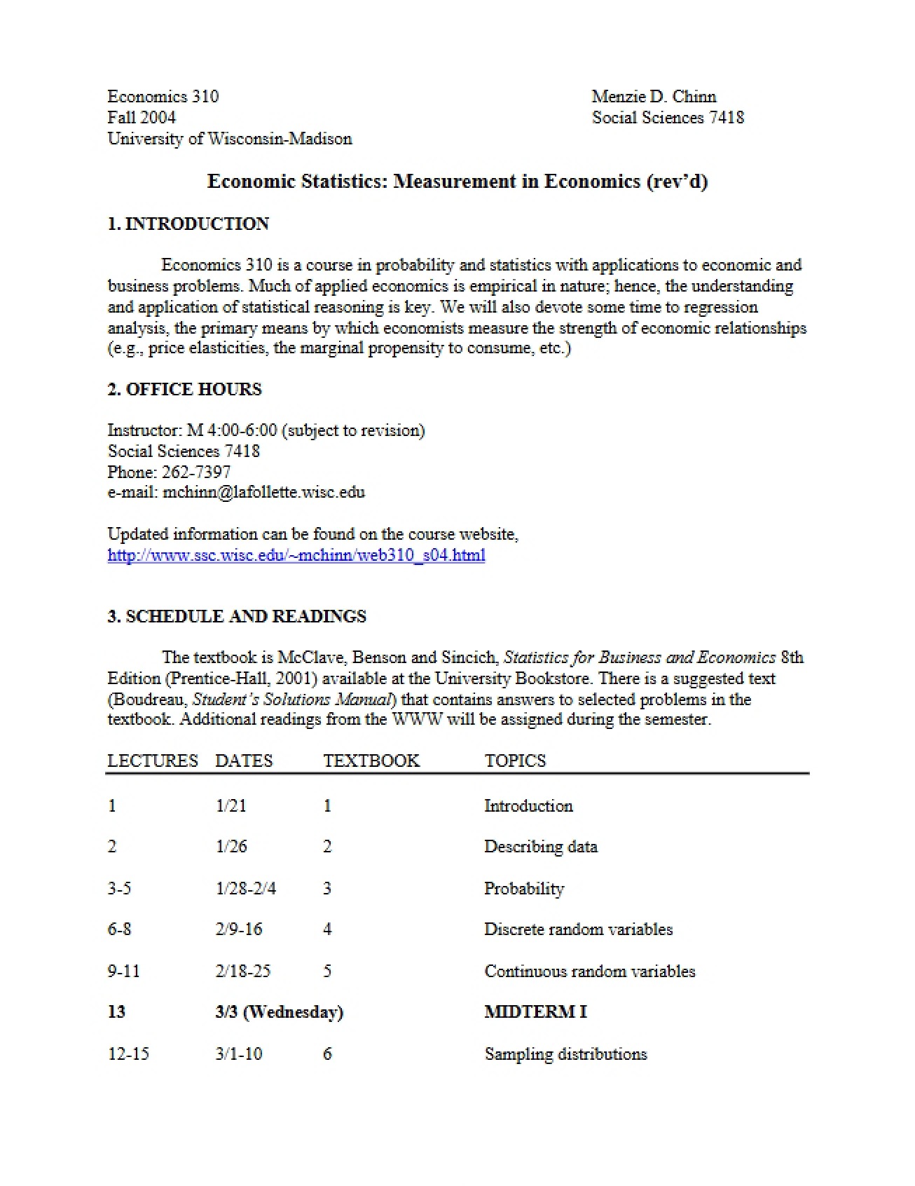 Syllabus for Economics 310