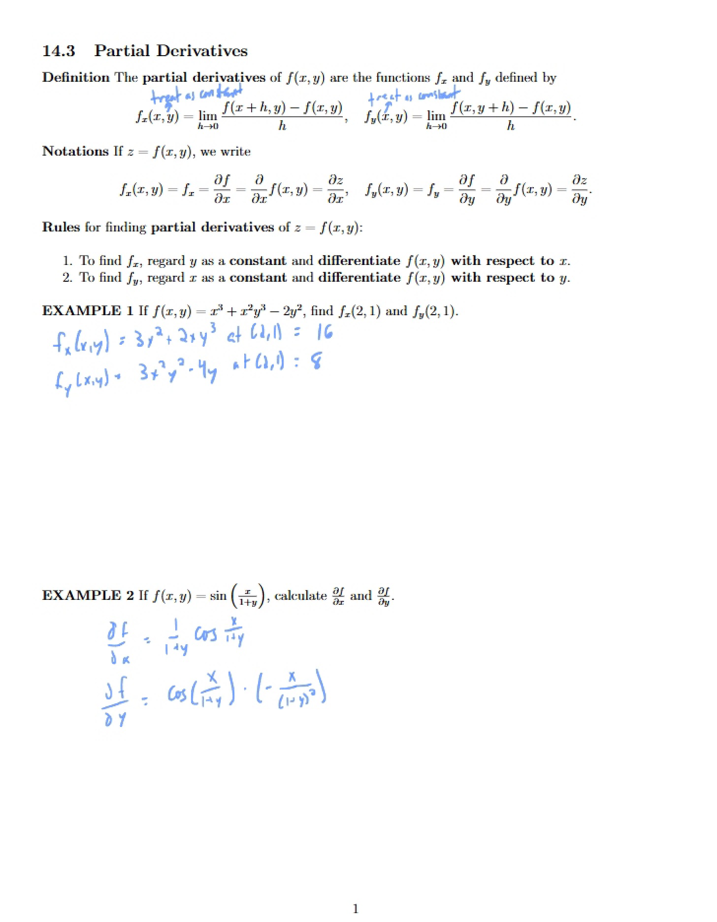 Calculus Partial Derivatives