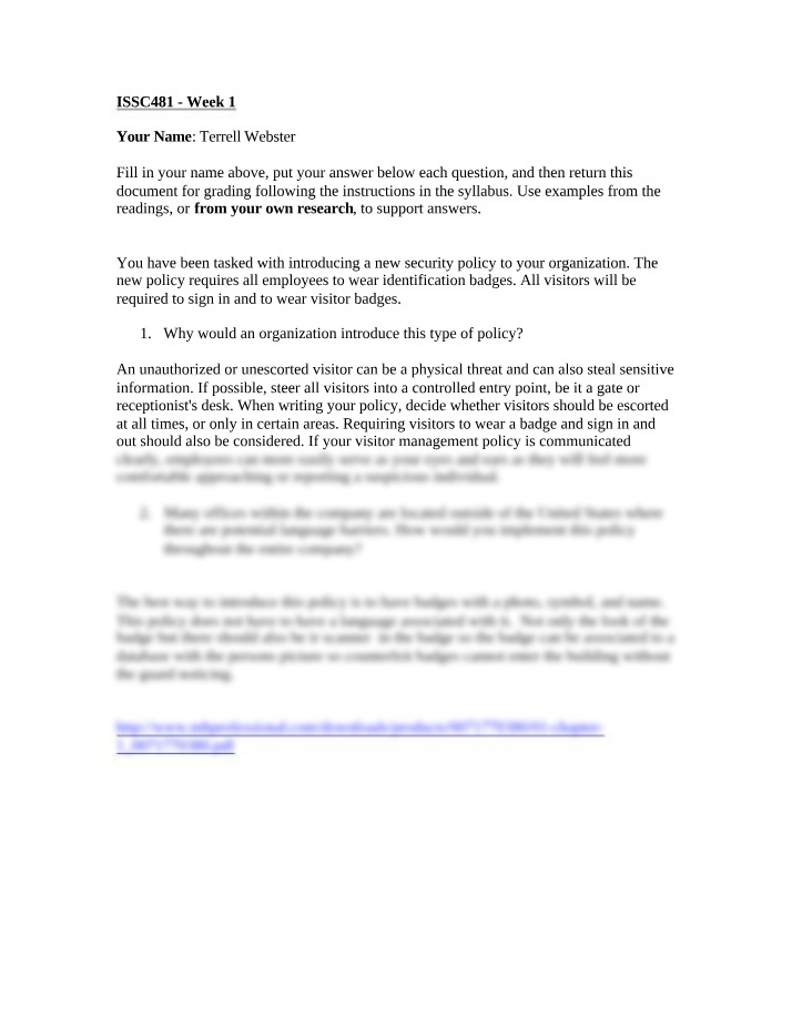 Assignment - Implementing a New Security Policy