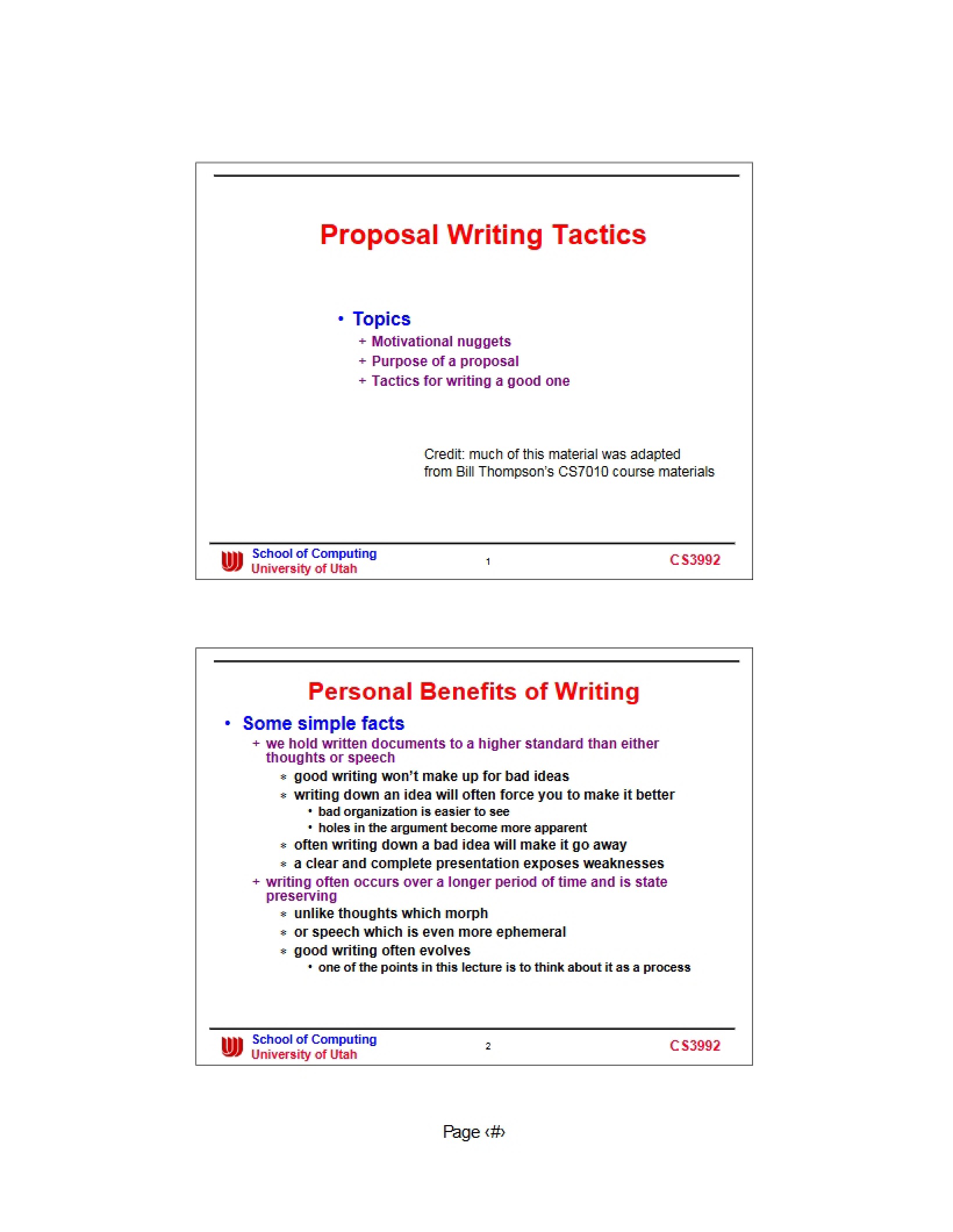 Tactics for Writing Proposals
