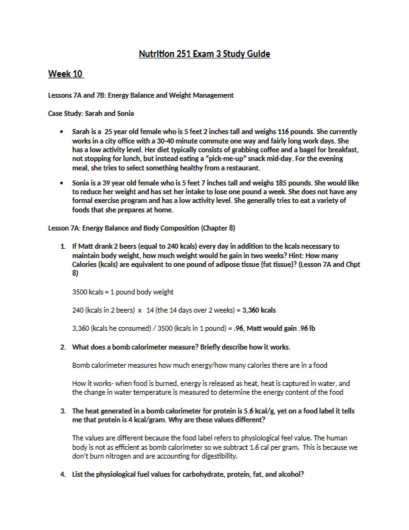 Study Guide Exam 3