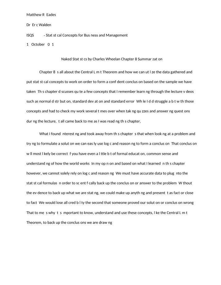 Weekly Write-Up for Chapter 8