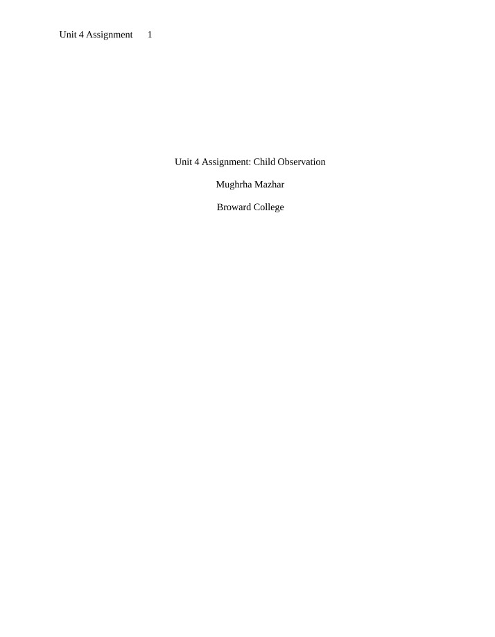 Assignment for Unit 4