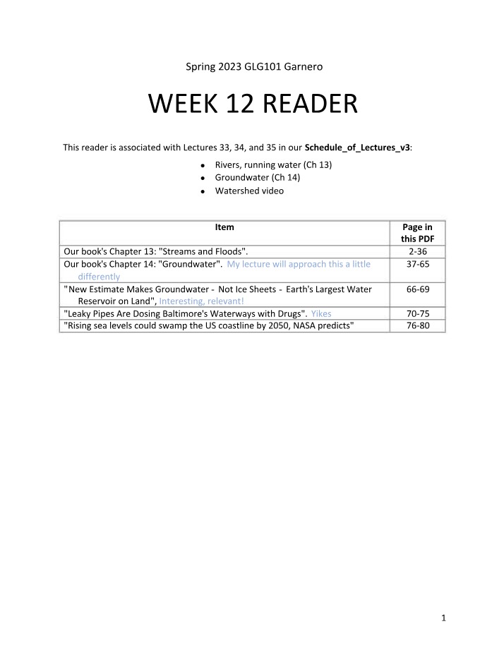 GLG 101 - Week 12 Reader