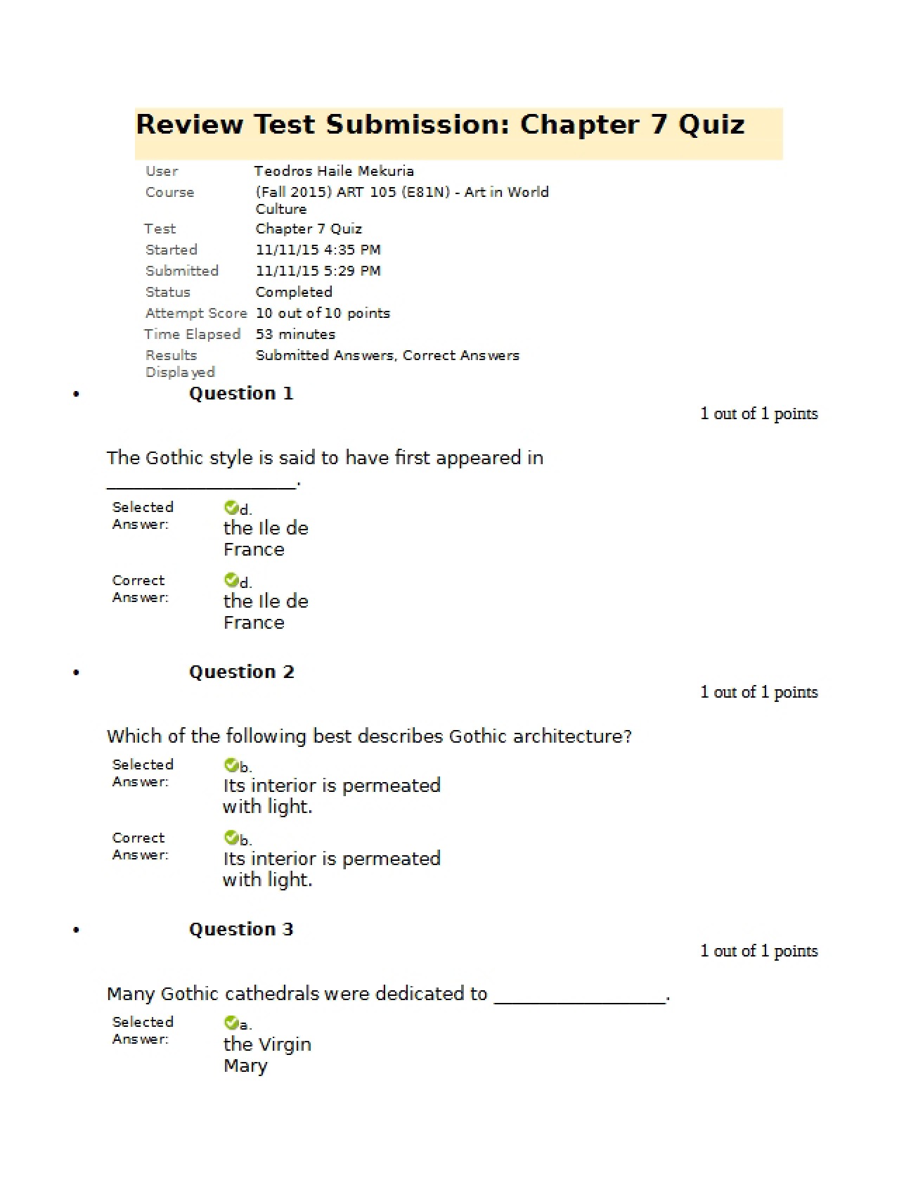 Submission Review Chapter 7 Quiz
