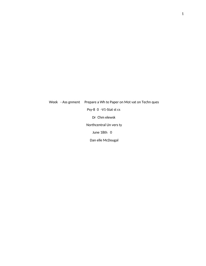 Workplace Motivation - A White Paper