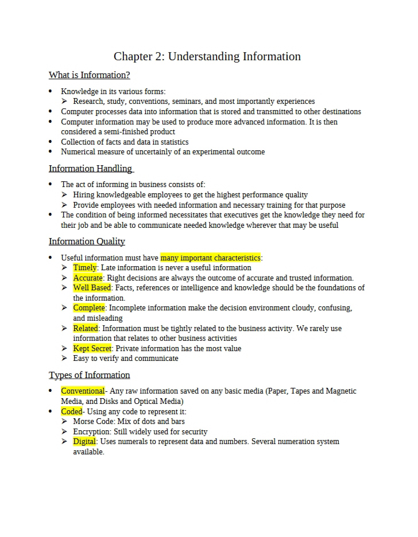 Understanding Information Chapter 2