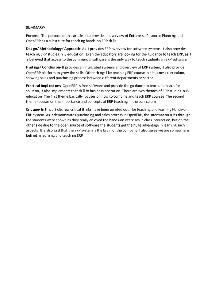 Open ERP Summary for Education