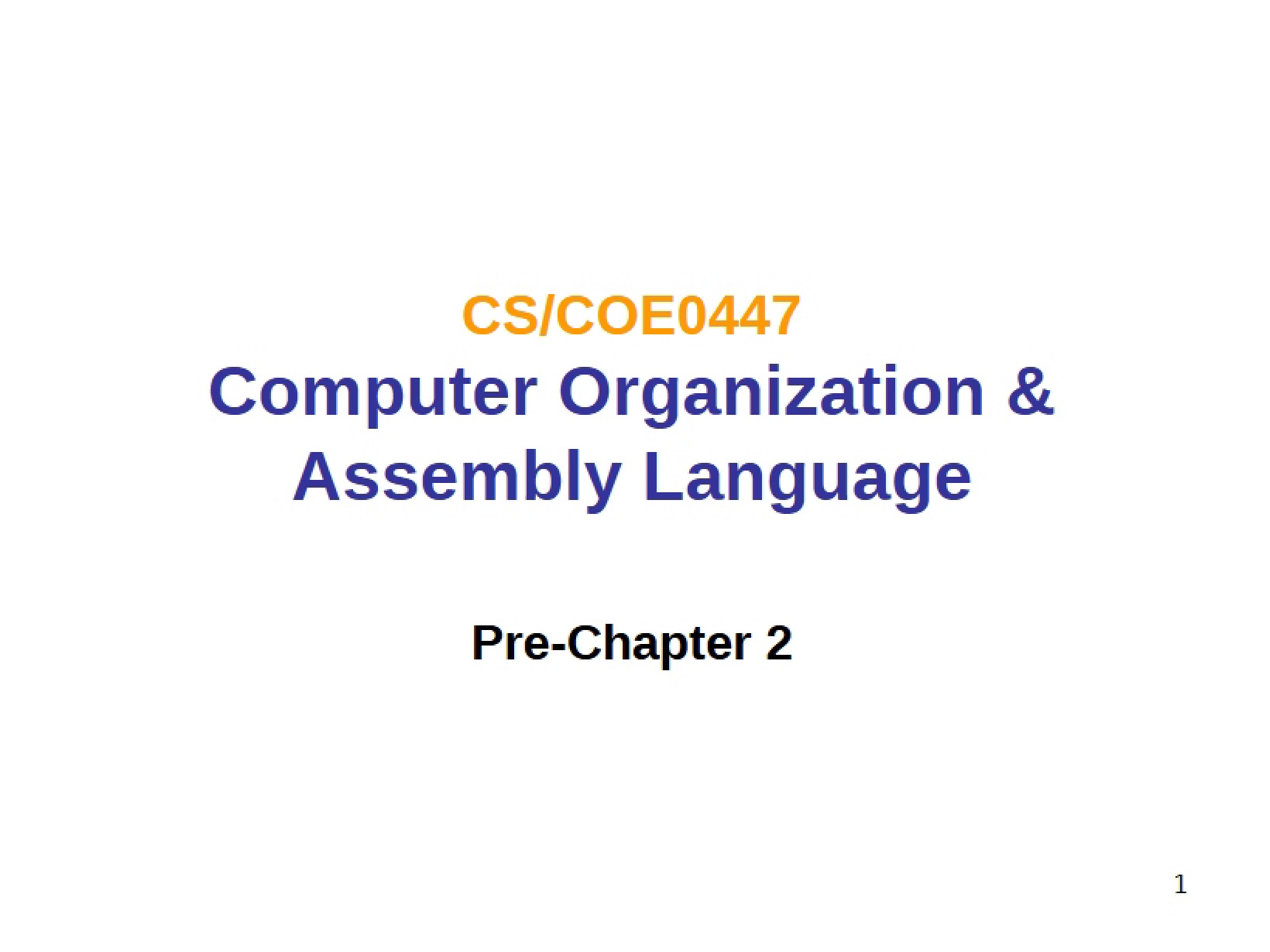 Lecture Notes Computer Organization