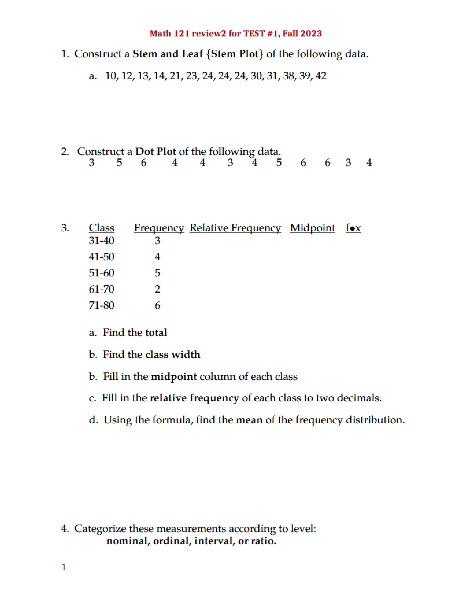 Test 1 Second Review