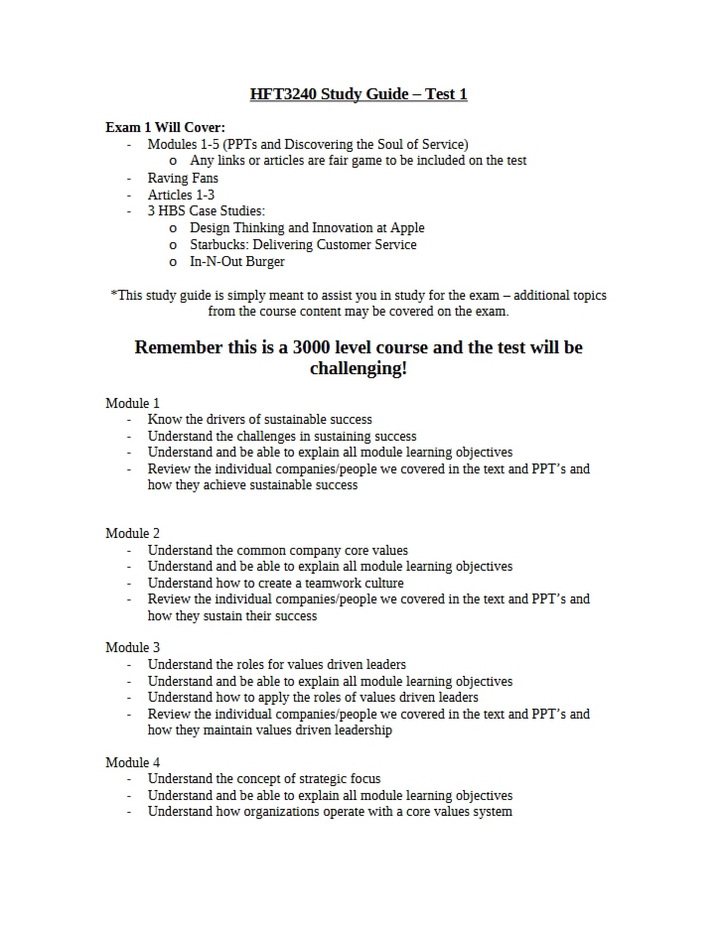 Initial Test Study Outline
