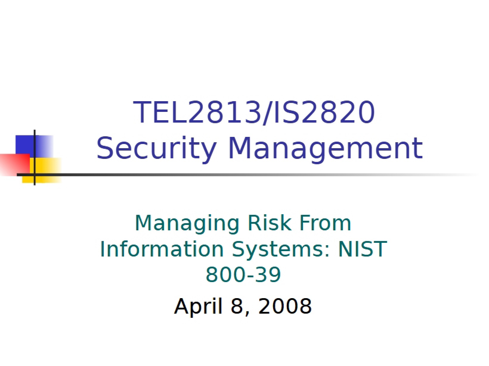 Info Systems Risk Management
