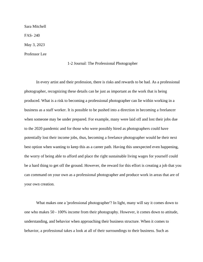 Professional Photographer Guide