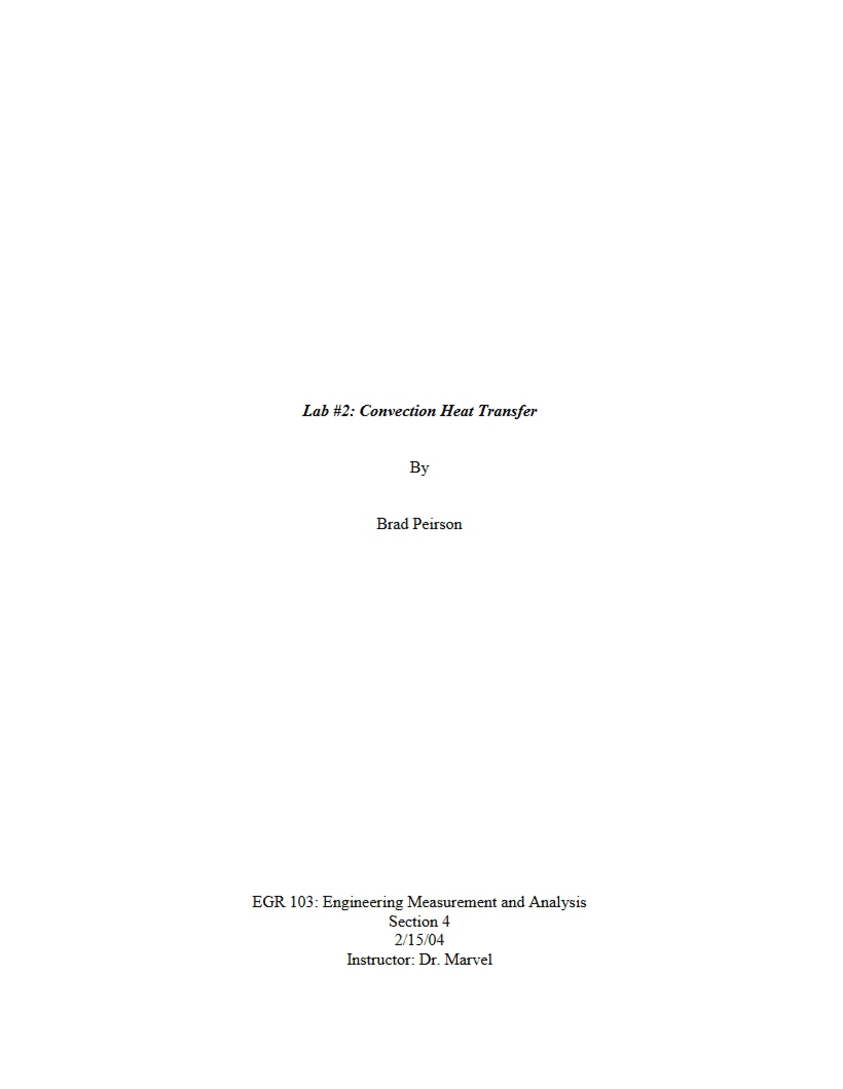Convection Heat Transfer - Lab 2